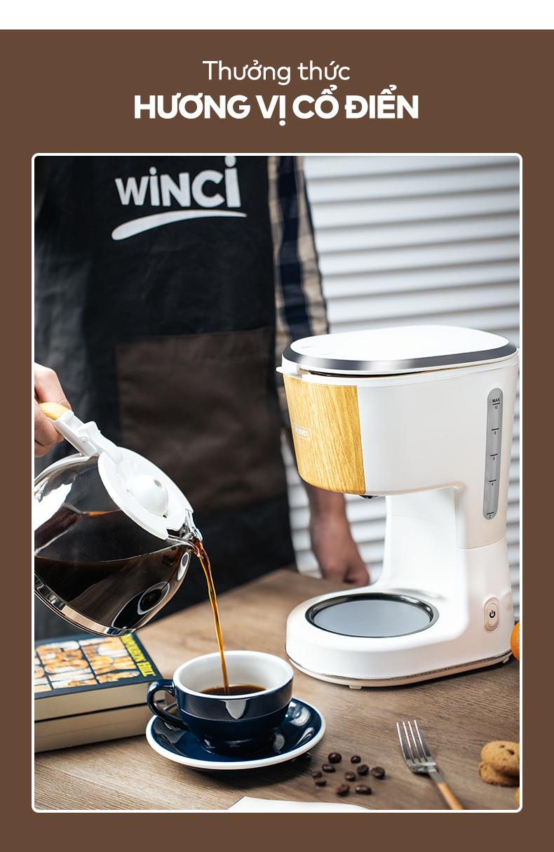 Thưởng thức hương vị cà phê thơm ngon hơn với máy pha cà phê Drip Winci CM1142