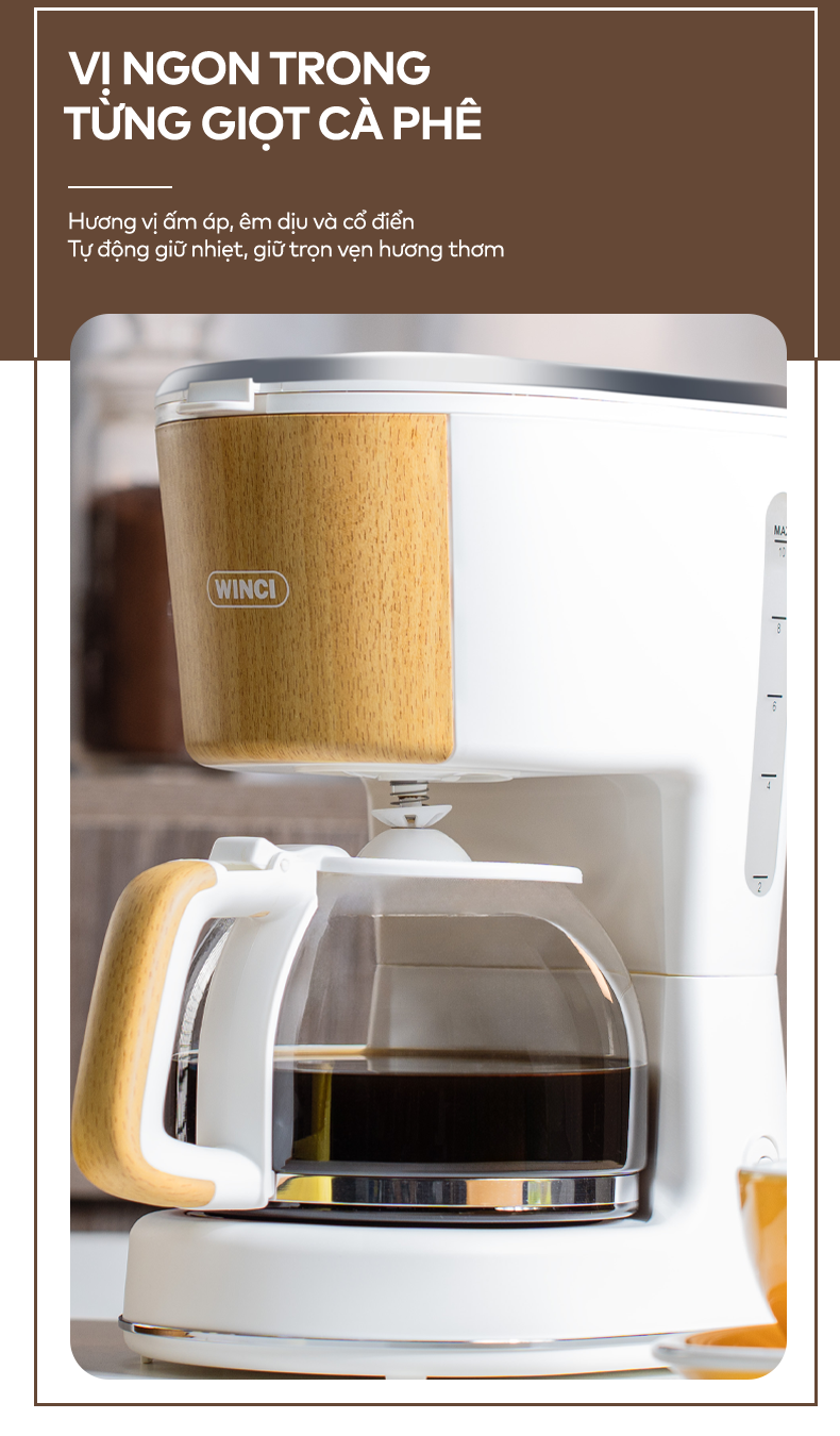 Trải nghiệm hương vị cà phê thơm ngon với máy pha cà phê Drip Winci CM1142