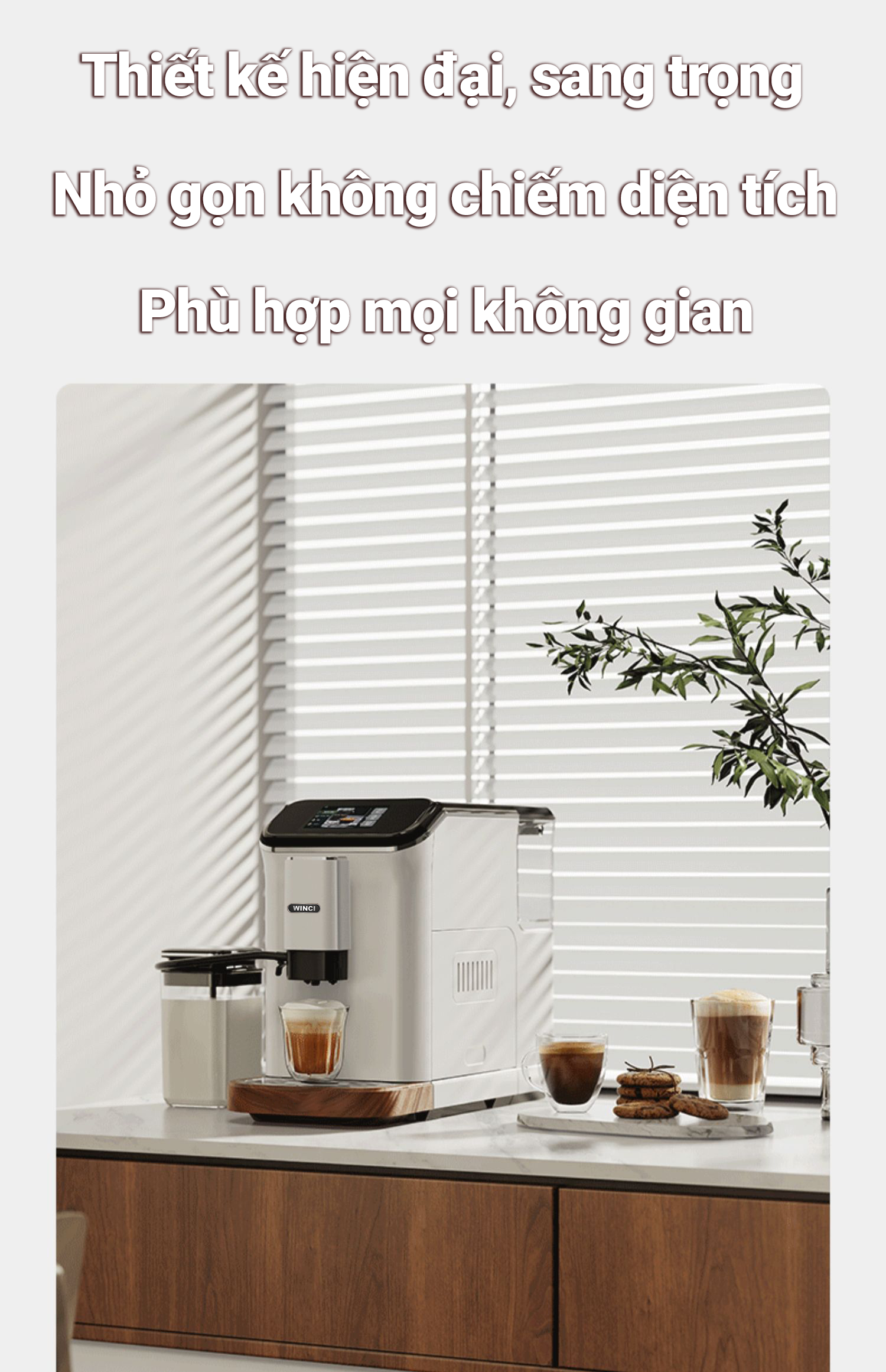 Thiết kế hiện đại và sang trọng của máy pha cà phê Winci EM64