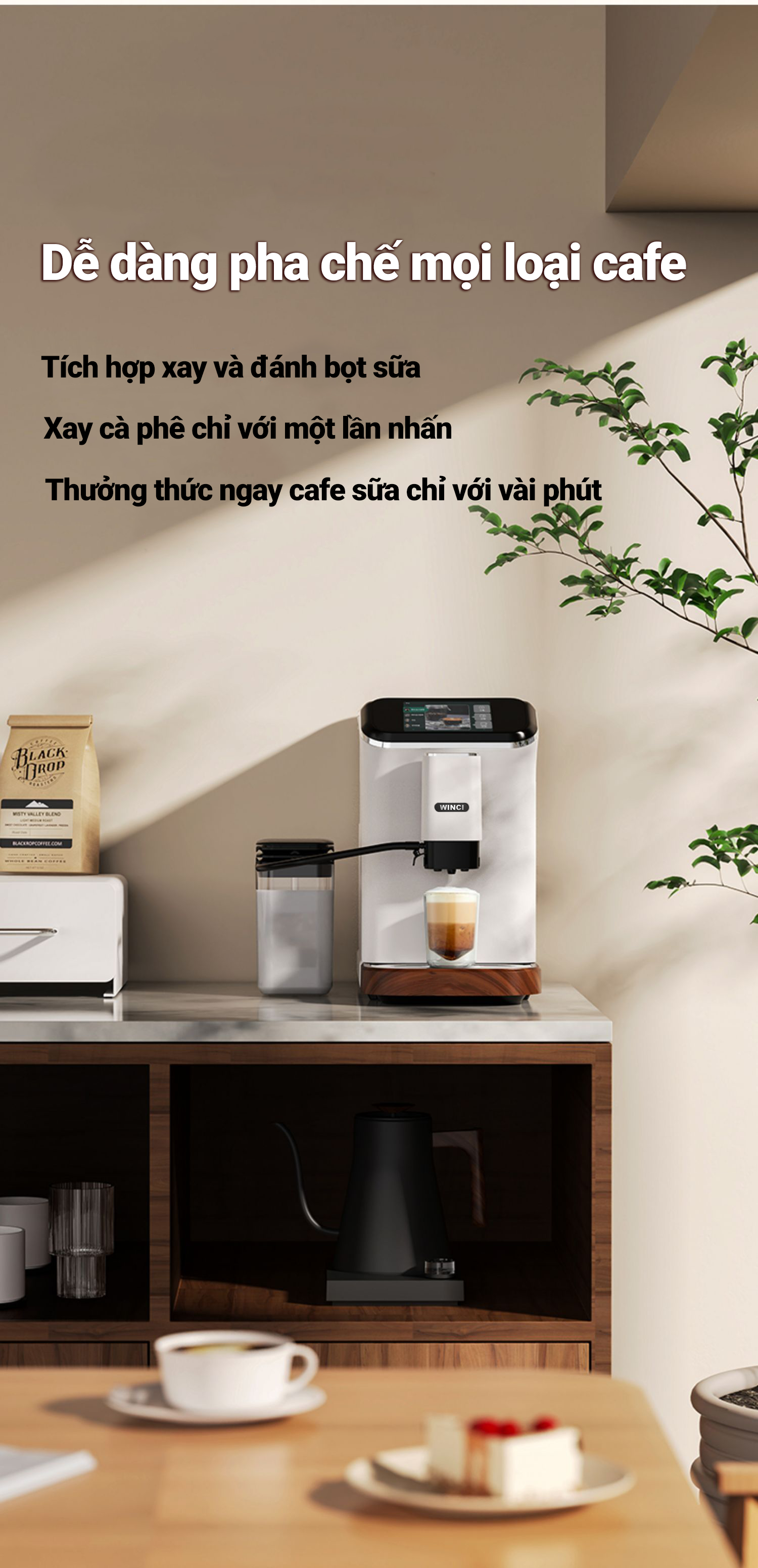 Dễ dàng pha chế mọi loại cafe với máy pha cà phê Winci EM64