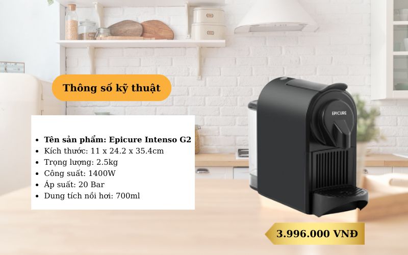 Máy pha cafe viên nén dành cho gia đình của Ý Epicure Intenso G2 giá 3.996.000 VNĐ