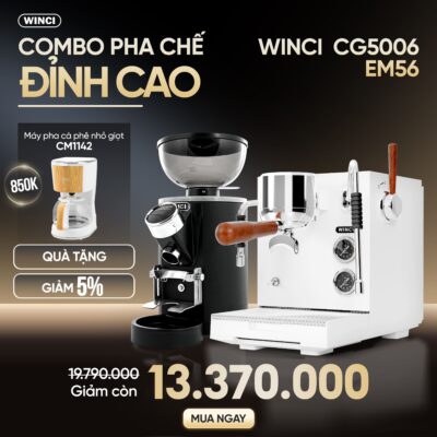 Combo Máy Pha Cà Phê Winci Em56 Và Máy Xay Cà Phê Winci Cg5006