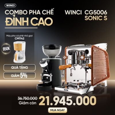 Combo Máy Pha Cà Phê Winci Sonic S Và Máy Xay Cà Phê Winci Cg5006