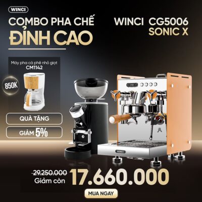 Combo Máy Pha Cà Phê Winci Sonic X Và Máy Xay Cà Phê Winci Cg5006